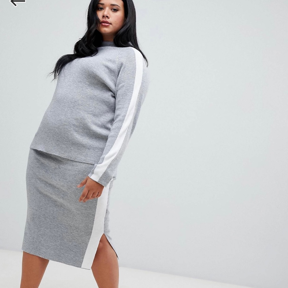 ASOS Curve Set Sweater Skirt Stripe Sporty plus 22